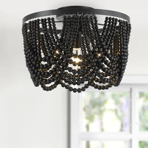[FW20974U] 12.6 inch Boho Chandelier Wood Beaded Chandelier for Dinning Room Bedroom Hallway