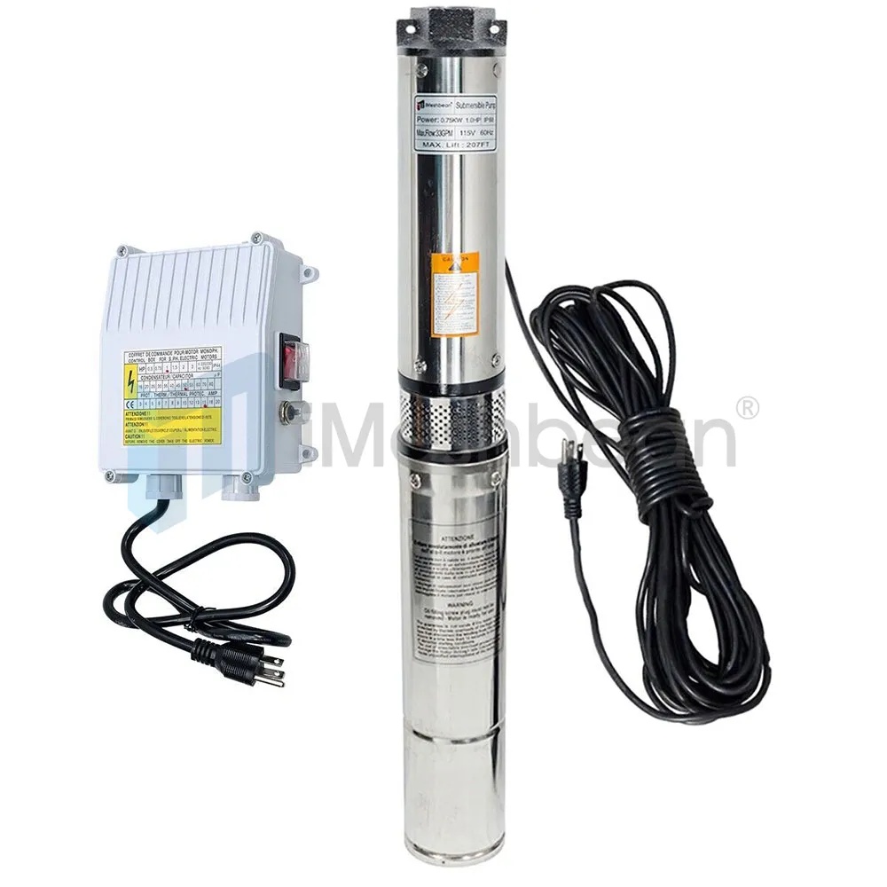 1 HP Best Deep Well Pump 4'' Small Submersible Water Pump 220V 37GPM w ...