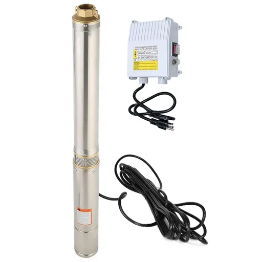 [PU21267A] 3/4 HP 3 inch Deep Well Submersible Pump 110V 13GPM 247FT Lift 100FT Cord 1.25 inch NPT Discharge With Control Box