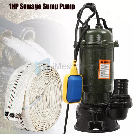 [PU20635] 1HP 750W Cast Iron Sewage Submersible Sump Pump 4000GPH w/66ft HOSE 110V