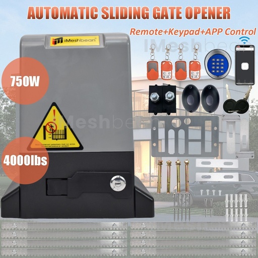 [DL22263] 750W Rack Driven Sliding Gate Opener 4000lbs APP Controls 4 Remotes 13.12FT Rack