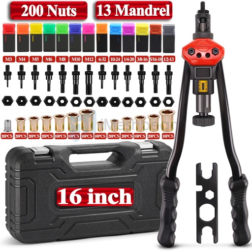 [KR22219] Rivet Nut Gun Kit Rivnut Setting Tools Nut Setter Tool Hand Blind Riveter 16"